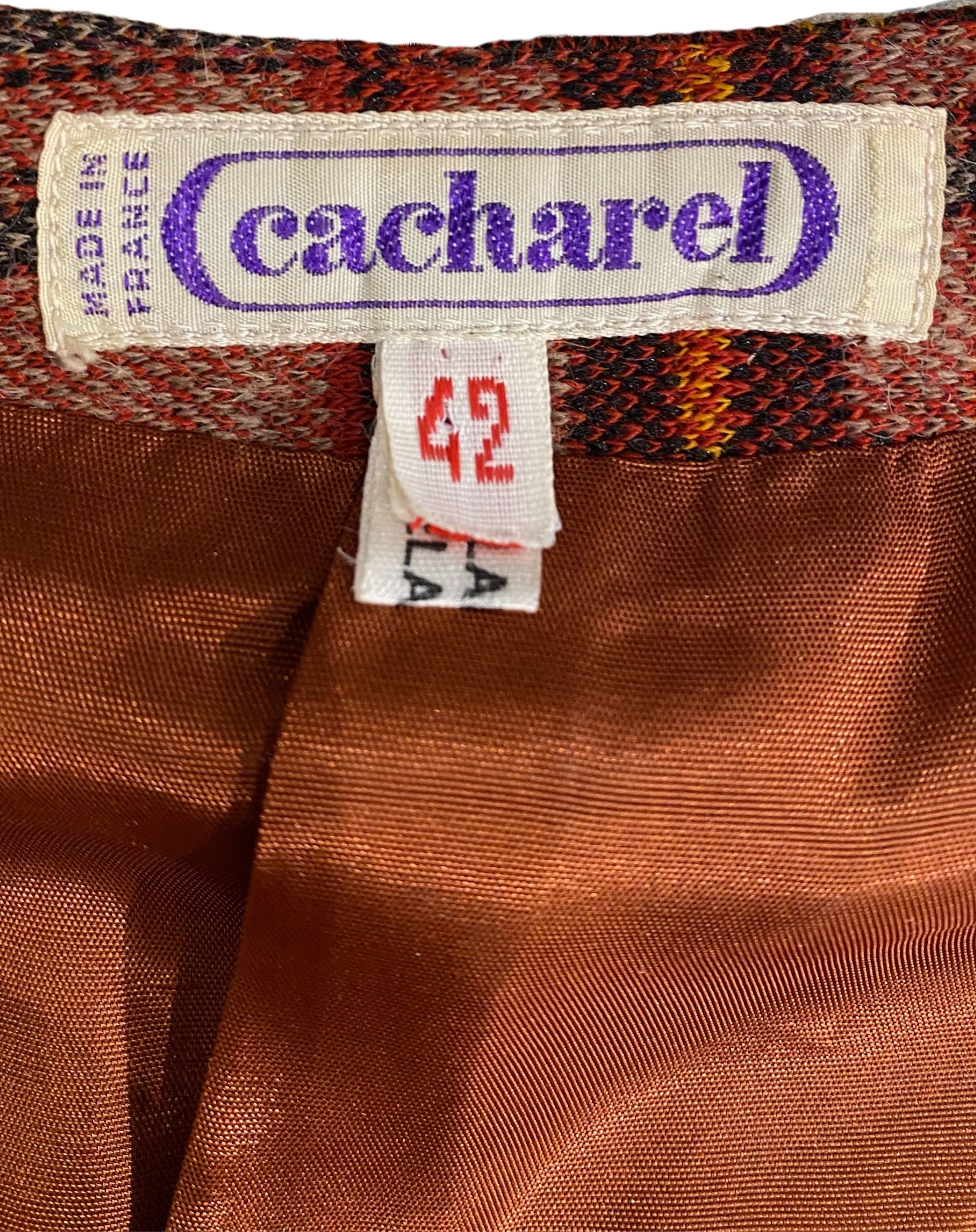Close-up of Cacharel label – Made in France, size 42.