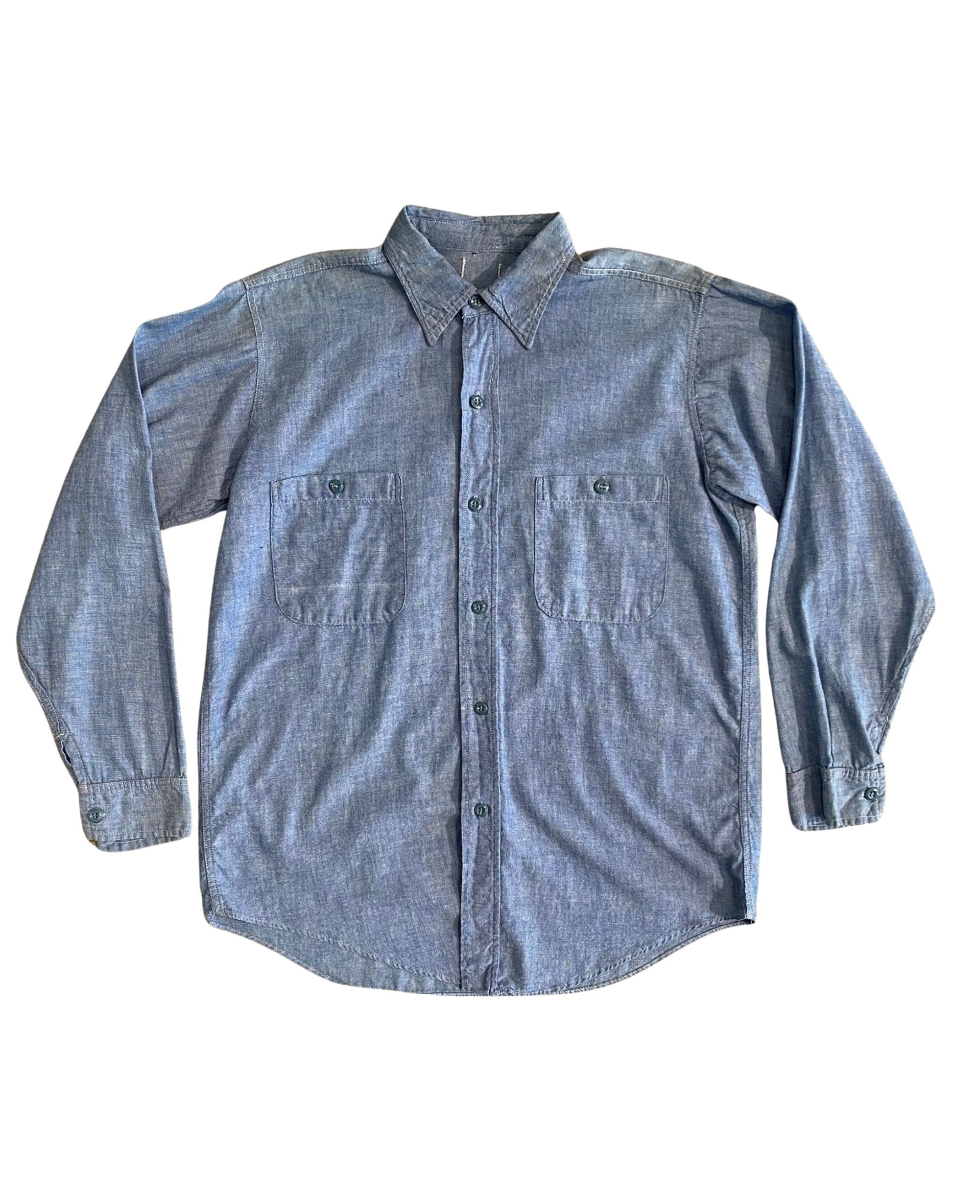 California Blue Button Down Shirt MEDIUM 1970s