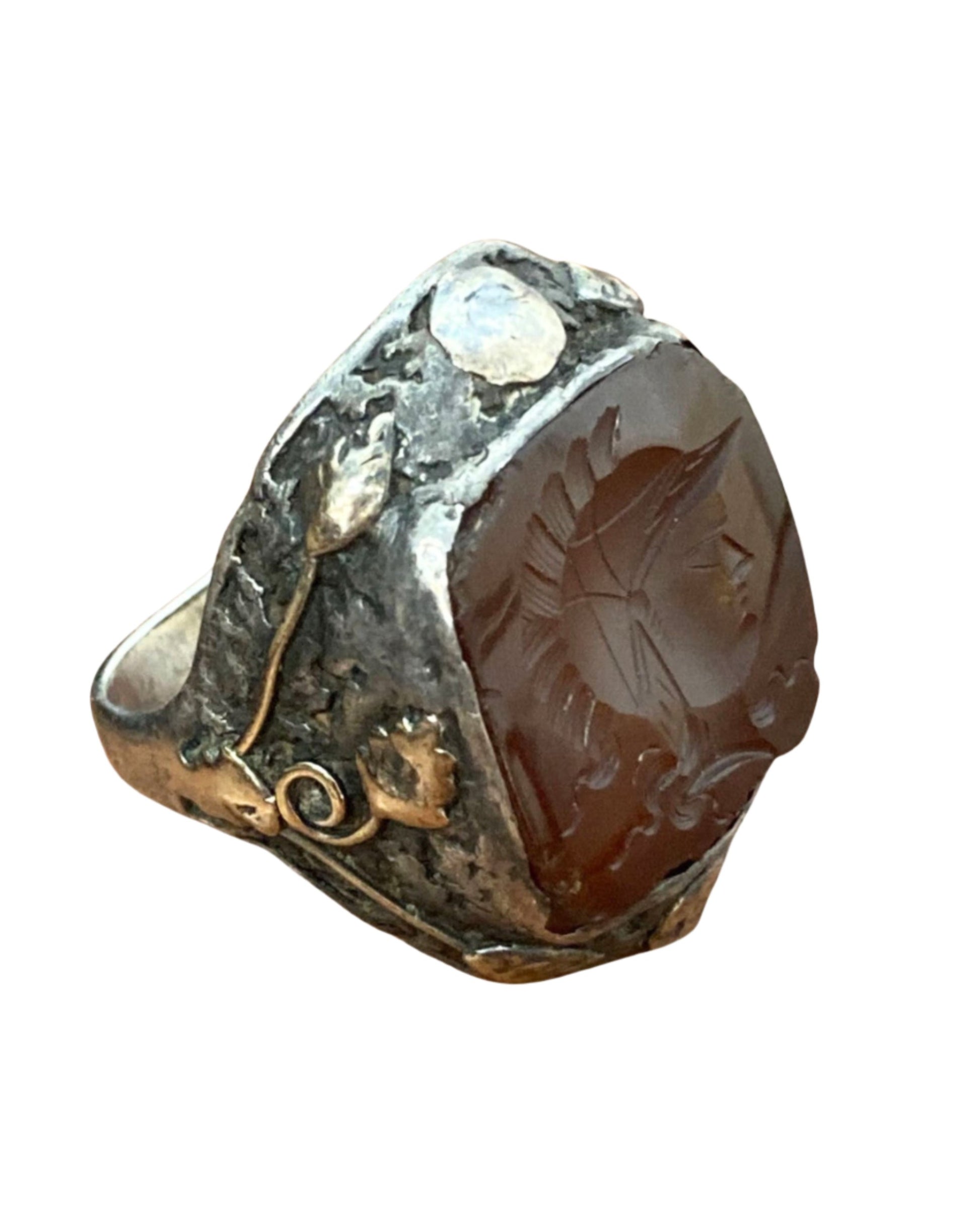Carnelian Conquistador Ring sz 8.5 Side View 1