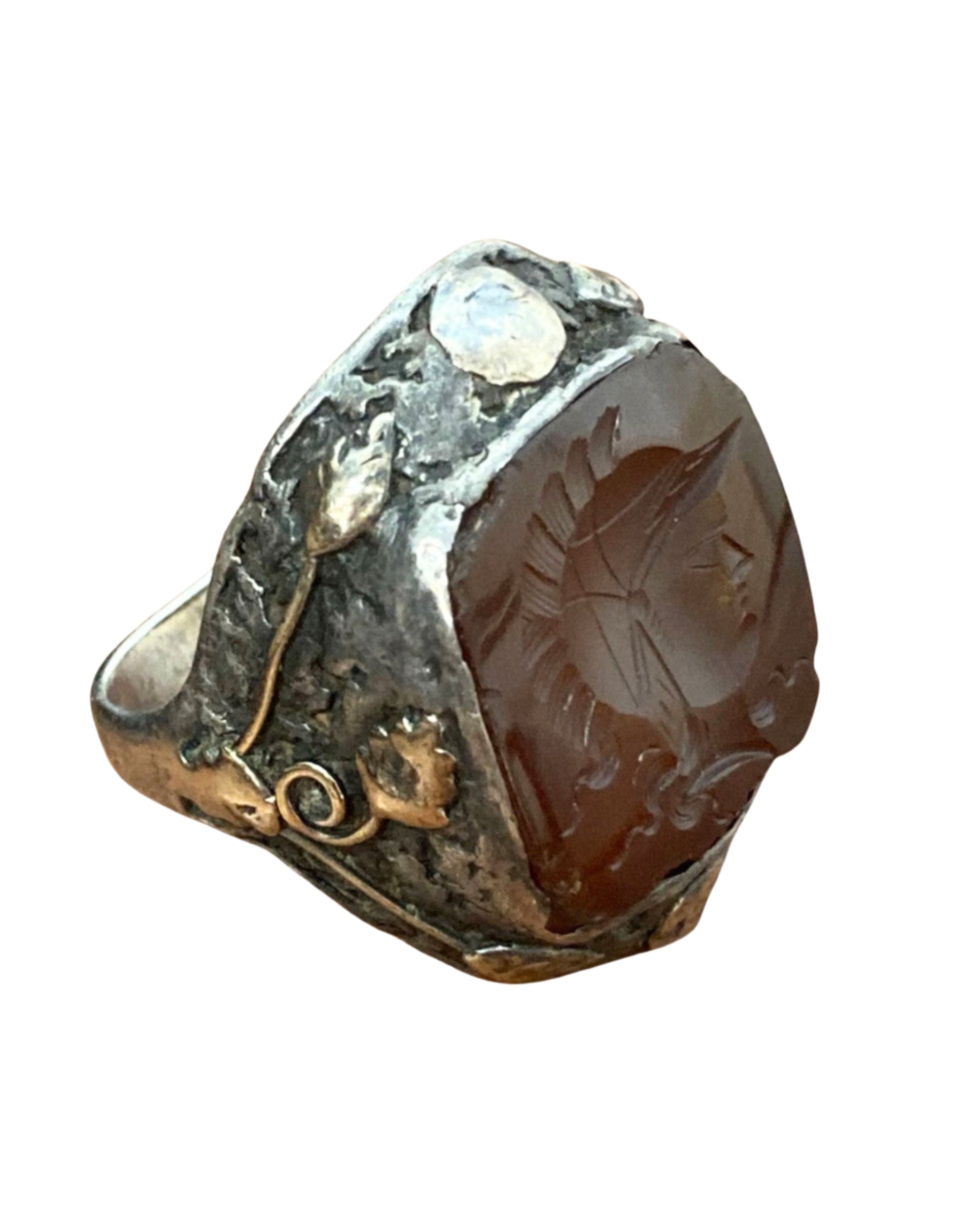 Carnelian Conquistador Ring sz 8.5 Side View 1
