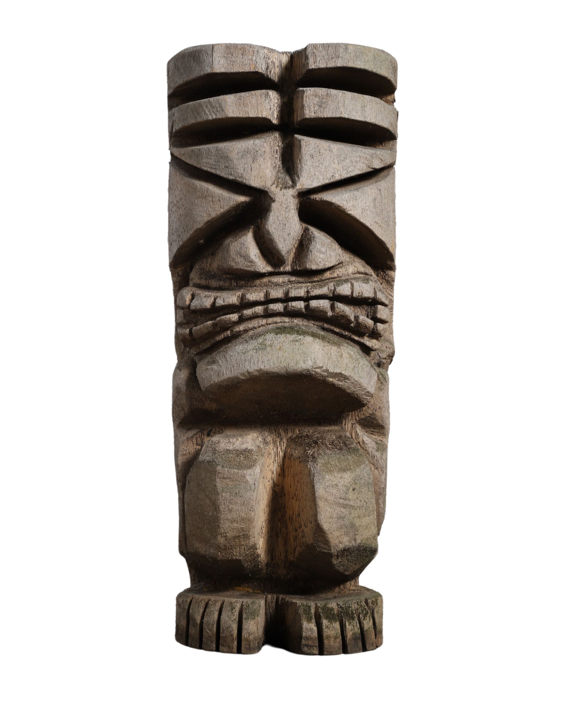 Vintage Carved Palm Tiki Statue - 1960s-70s Polynesian-Inspired Decor