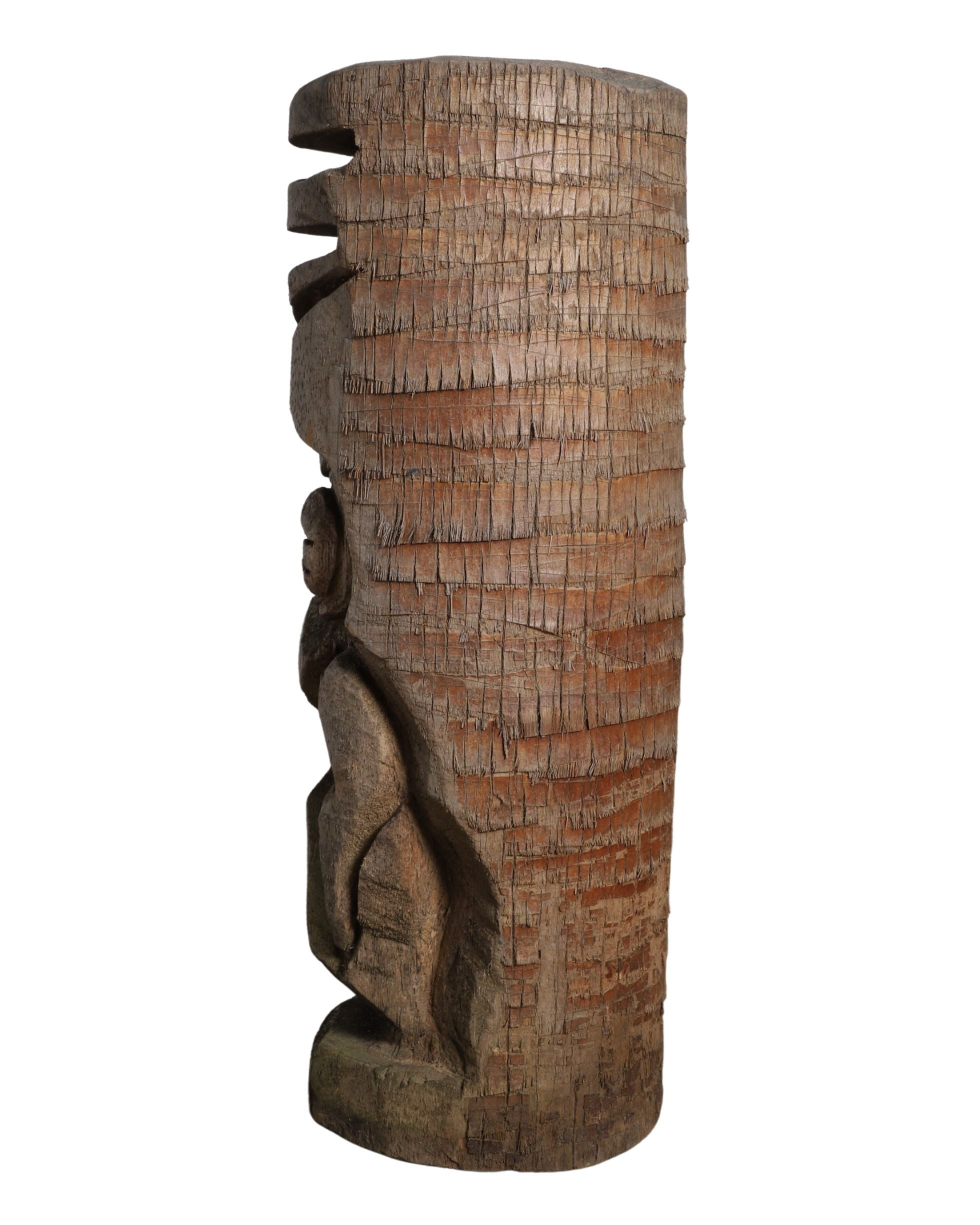 Vintage Carved Palm Tiki Statue - 1960s-70s Polynesian-Inspired Decor