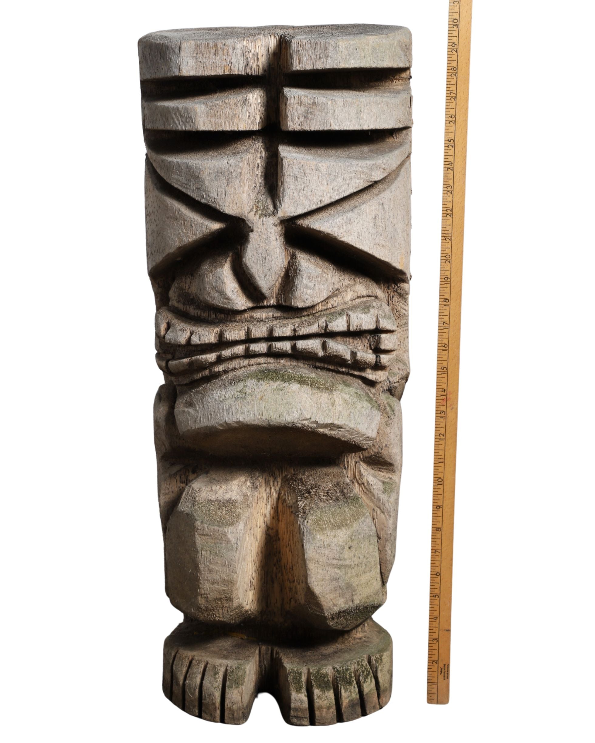 Vintage Carved Palm Tiki Statue - 1960s-70s Polynesian-Inspired Decor