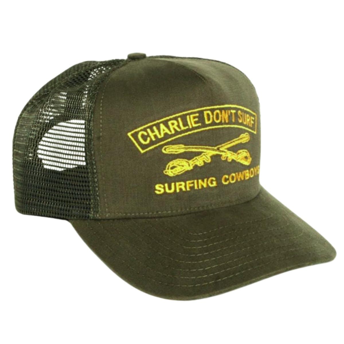 Charlie Don t Surf Trucker Hat Army Green Gold