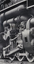 The upclose view of the engine of the 1940s Chesapeake & Ohio Locomotive Train #1633 Black and White Photograph.