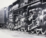 The upclose side view of the 1940s Chesapeake & Ohio Locomotive Train #1633 Black and White Photograph.