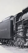 The left side view of the 1940s Chesapeake & Ohio Locomotive Train #1633 Black and White Photograph.
