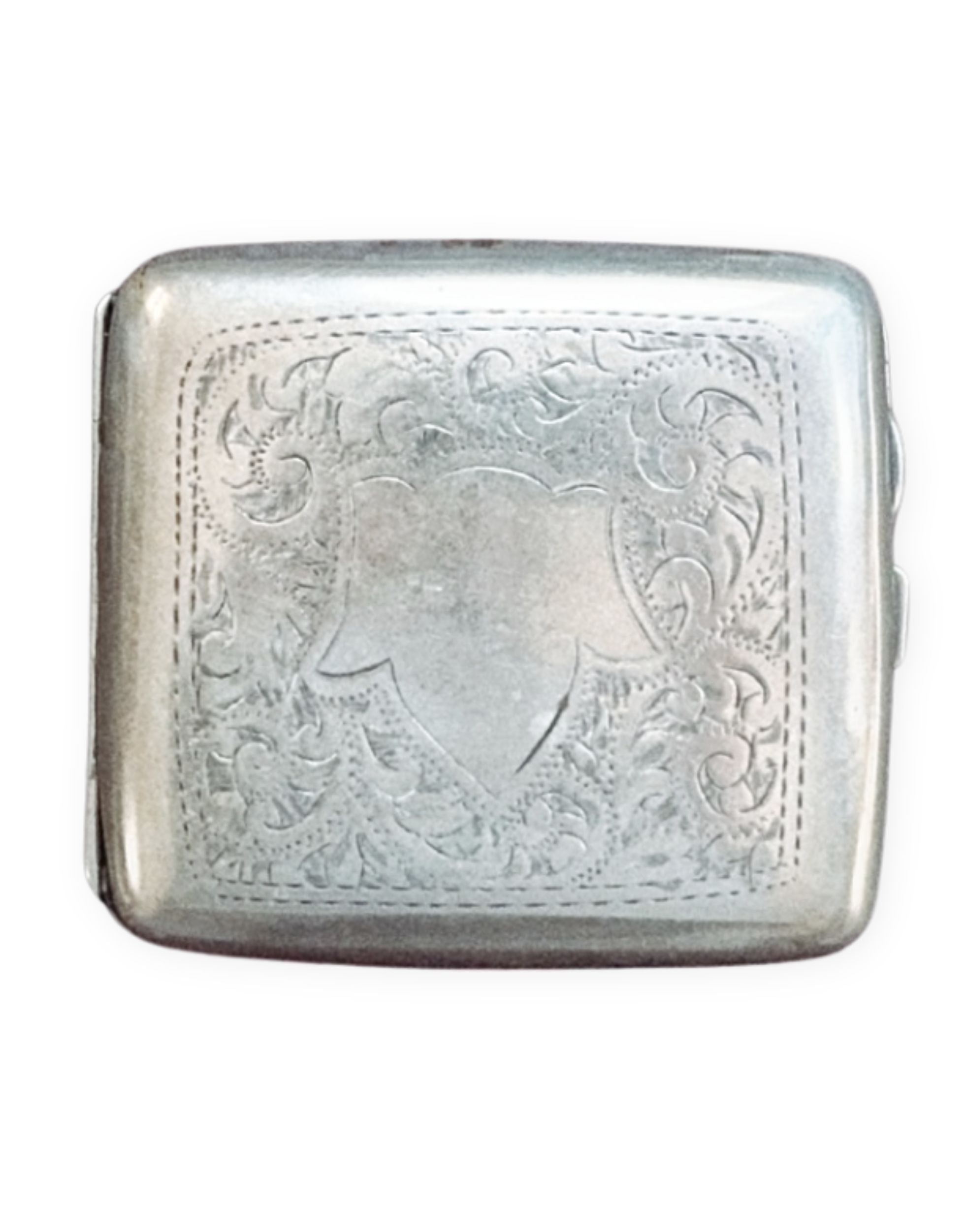 Silver embossed wallet on a white background
