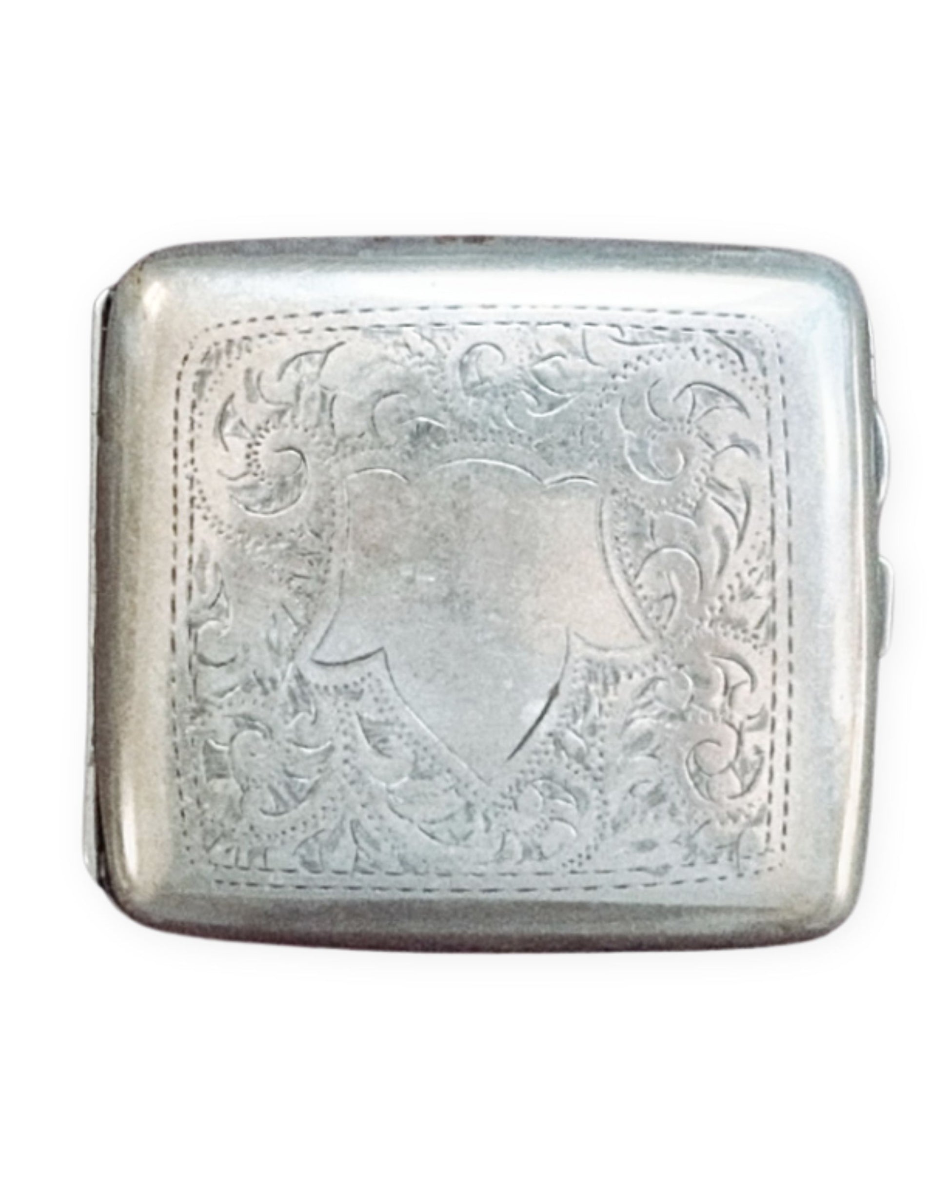 Silver embossed wallet on a white background