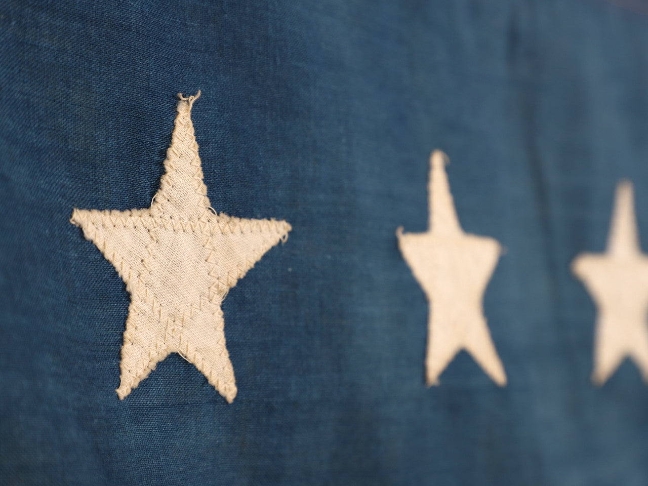 The upclose view of the stars on the 45 Star American Flag from the Spanish American War, Era 1896-1906.