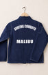 Surfing Cowboys Classic Surf Jacket – Washed Navy Cotton Canvas, back view.