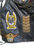 Close-up of Ladies of Harley patch and vintage Harley pins.