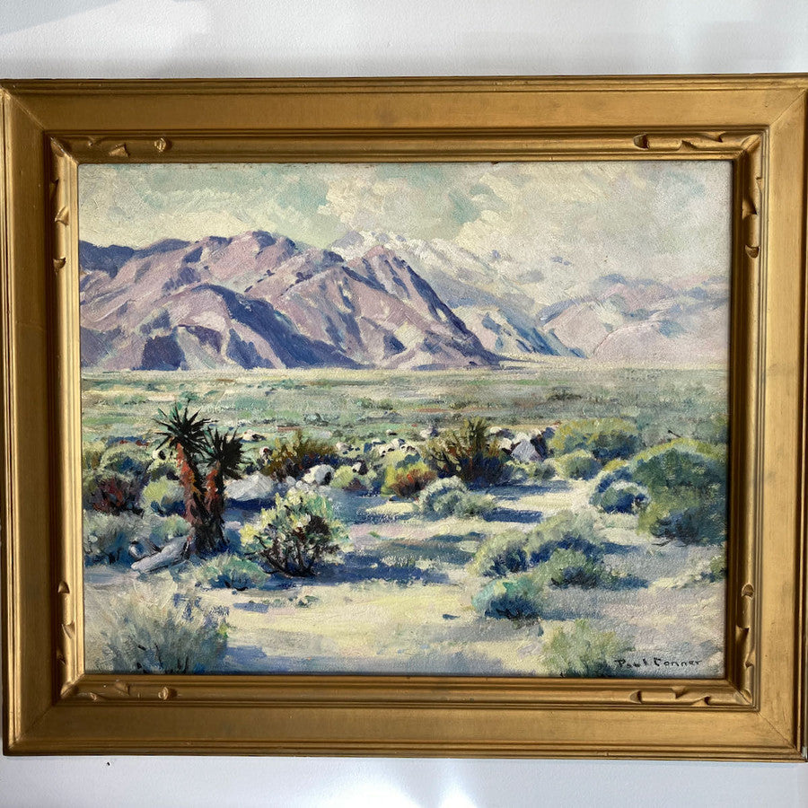 Another full view of the Clouds Over San Jacinto View From Palm Springs Oil Painting by Paul Conner, 1940s.