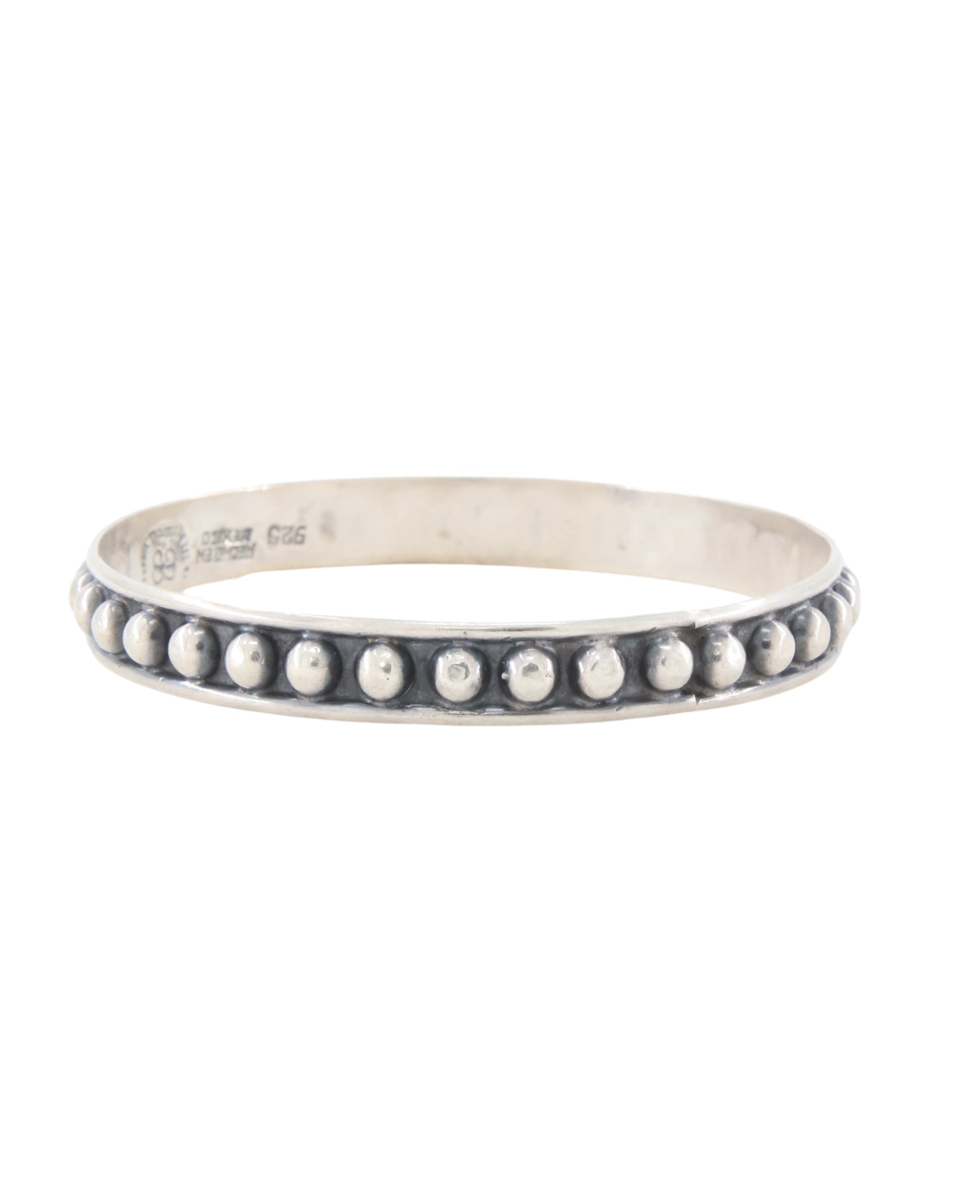 Vintage Sterling Silver Bangle Bracelet with Dots.