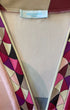 Emilio Pucci 1990s geometric print dress label and neckline - pink plum cream long sleeve size 8.