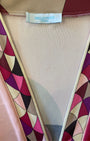 Emilio Pucci 1990s geometric print dress label and neckline - pink plum cream long sleeve size 8.