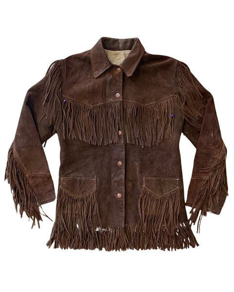 (archive)70s western fringe suède jacket 70's Western Outdoor Wear Sears Natural Suede Leather