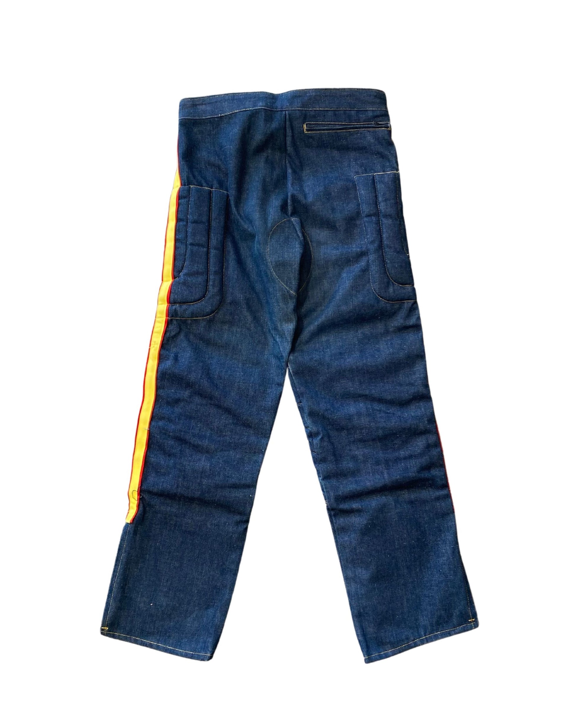 Denim Padded Moto Cross Jeans 1970s 30" W x 30" L