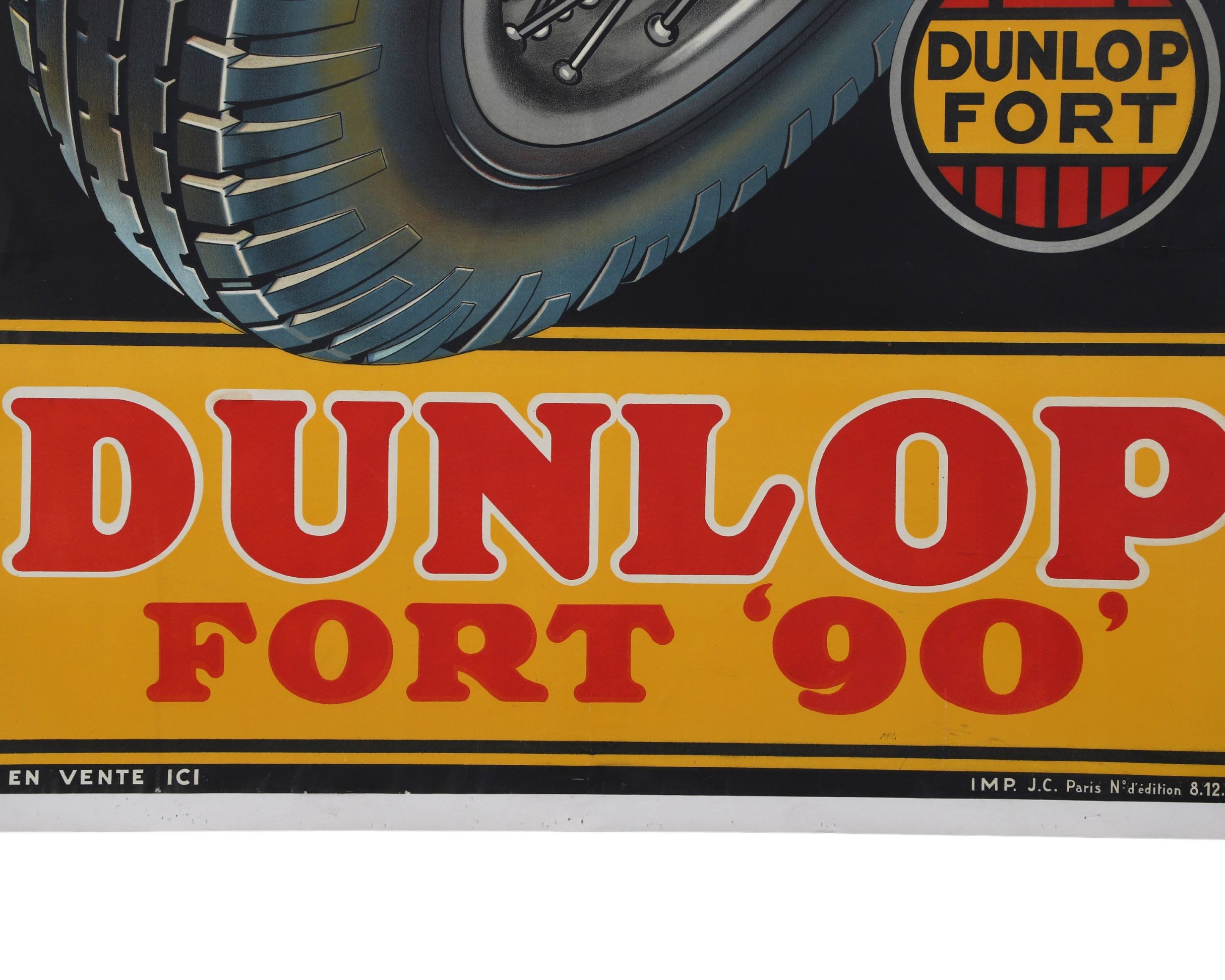 Dunlop Fort 90 Original 1930s Advertising Poster Mounted on Linen 40 in x 60 in