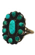 Turquoise and Sterling Silver Flower Ring 1970s on white background. 
