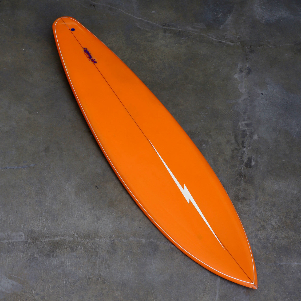 Early 1970s Lightning Bolt Maui Model Surfboard Orange with White