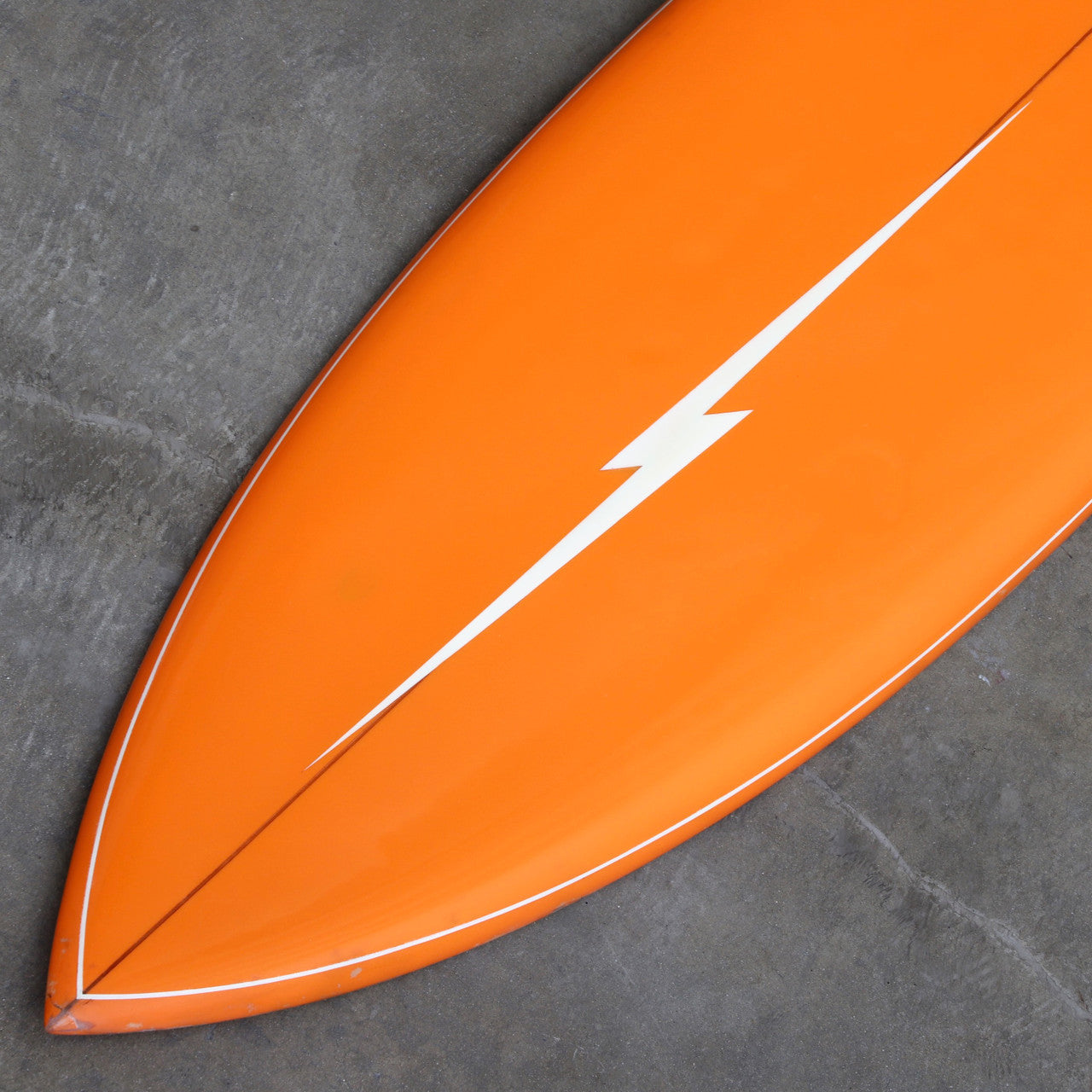 Early 1970s Lightning Bolt Maui Model Surfboard Orange with White