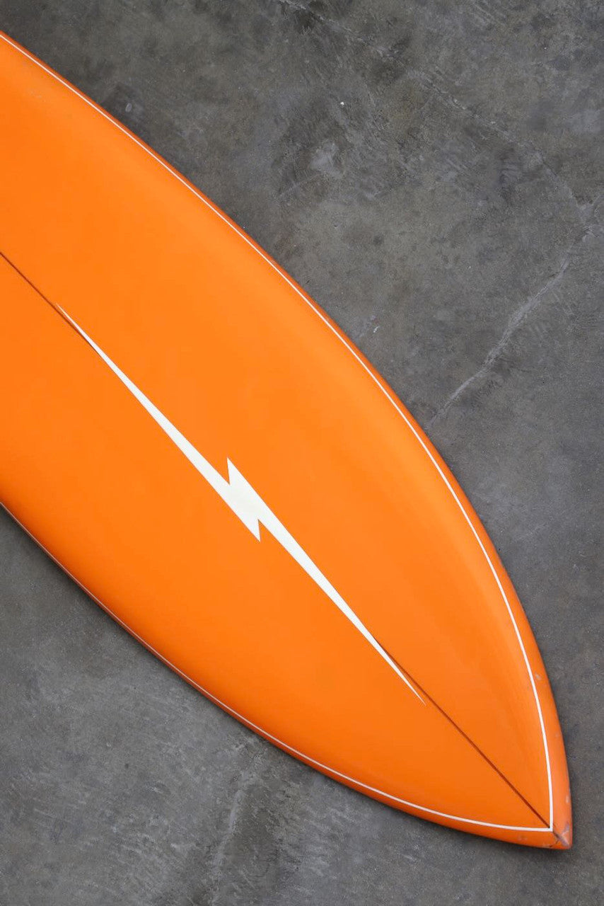 Early 1970s Lightning Bolt Maui Model Surfboard Orange with White