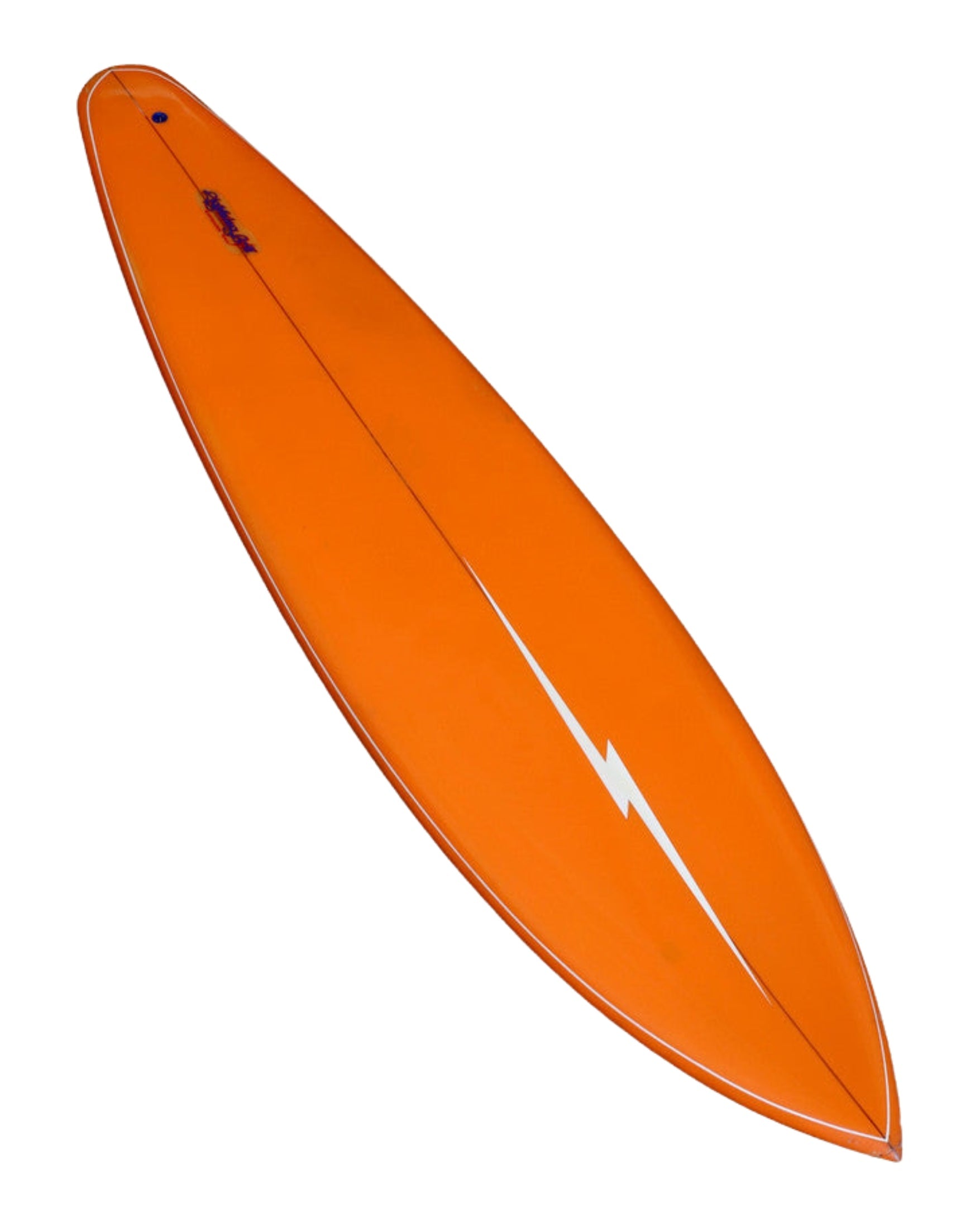 Early 1970s Lightning Bolt Maui Model Surfboard Orange with White