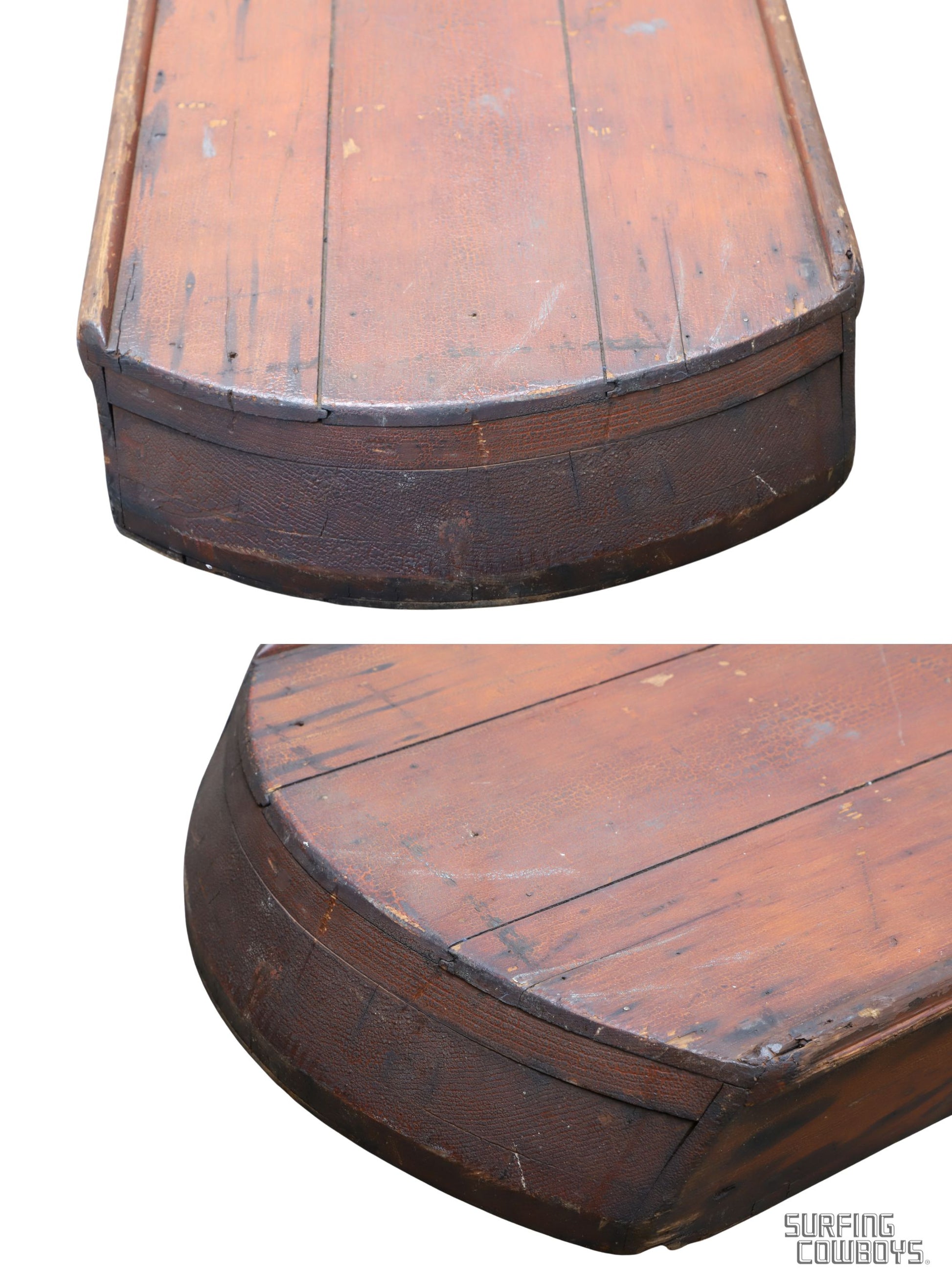 Early 1930s Homemade Redwood Wooden Surfboard