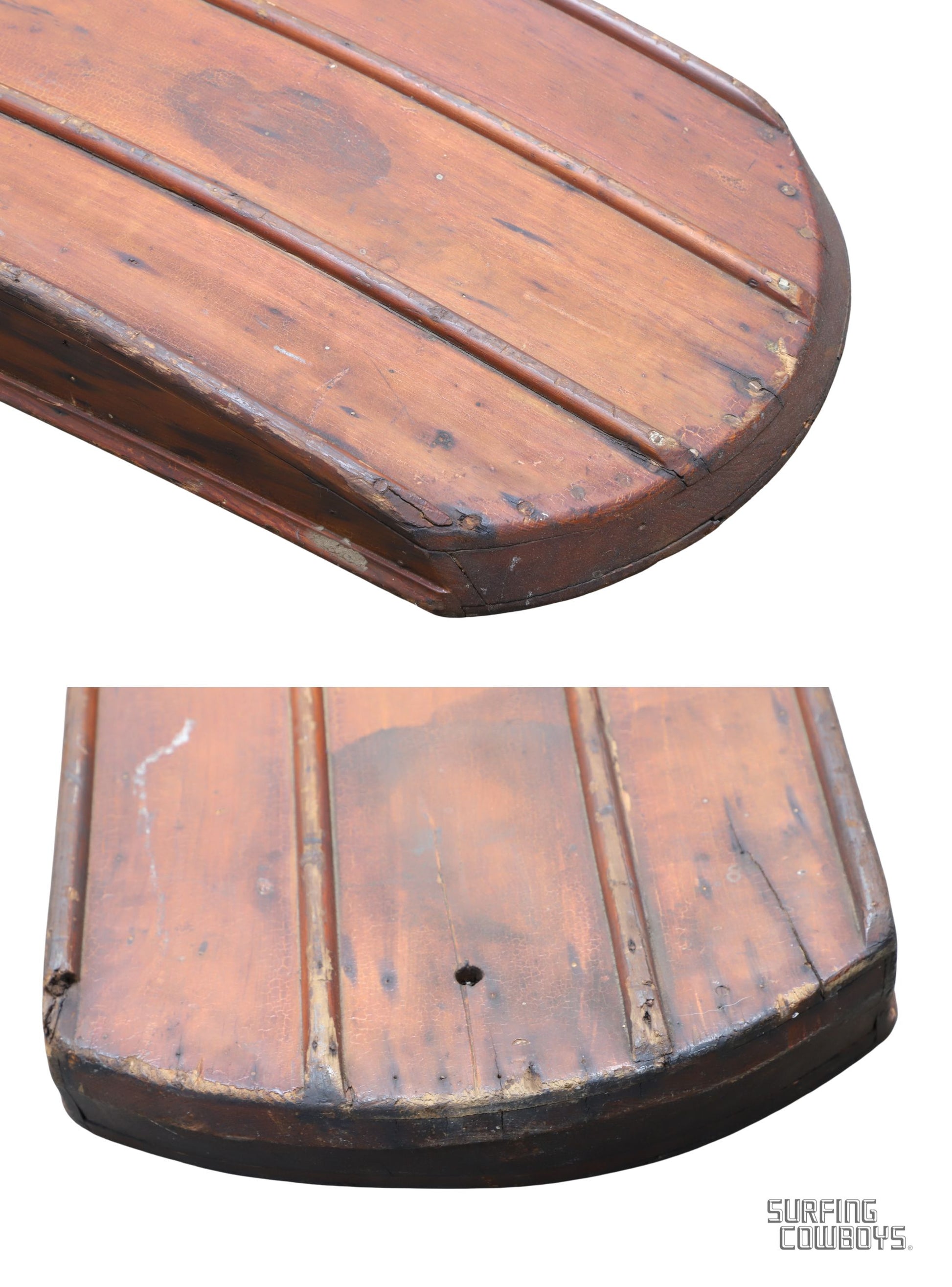 Early 1930s Homemade Redwood Wooden Surfboard