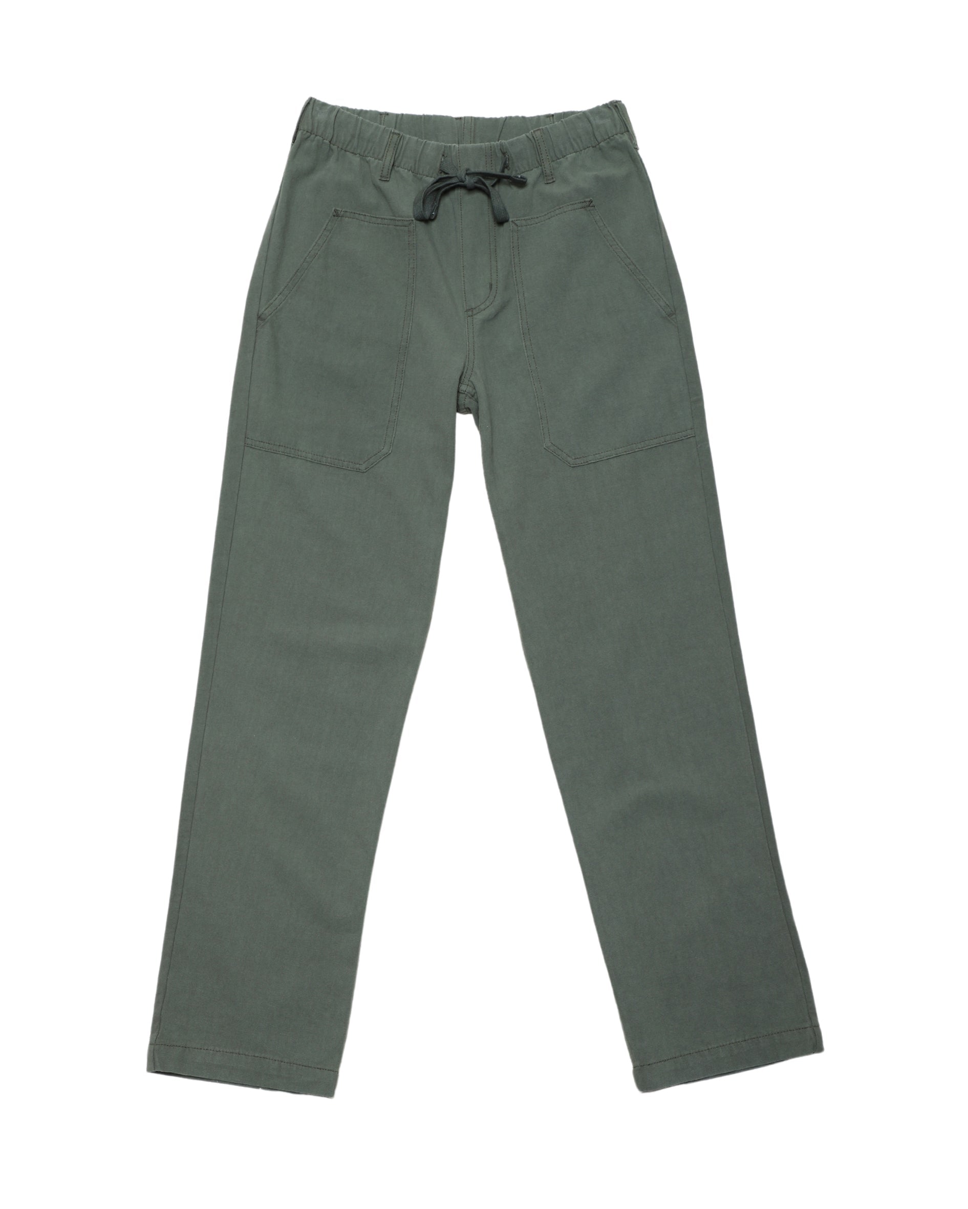 Easy Pants Cotton Canvas Army Front