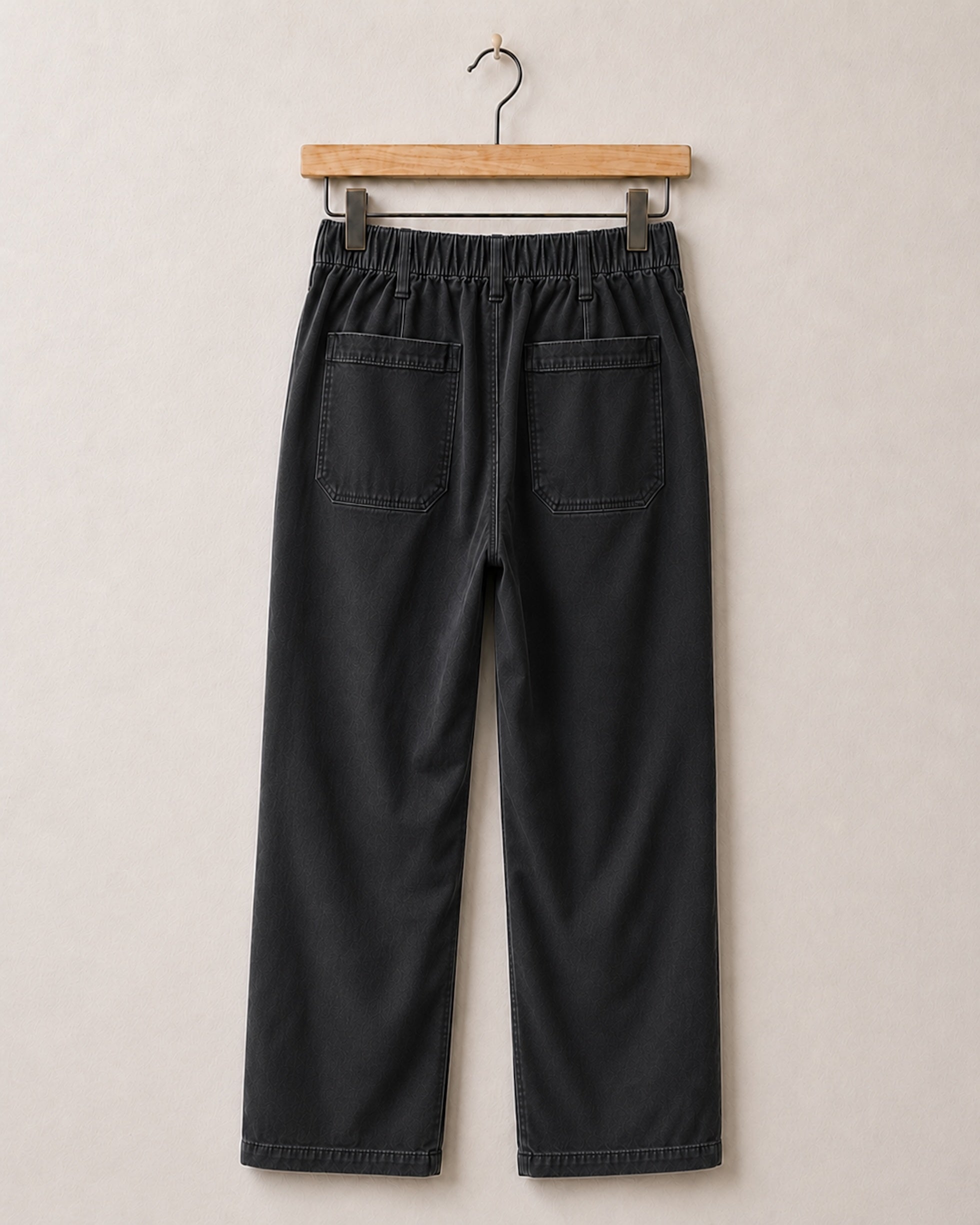 Easy Pants Cotton Canvas – Washed Black - Back View.