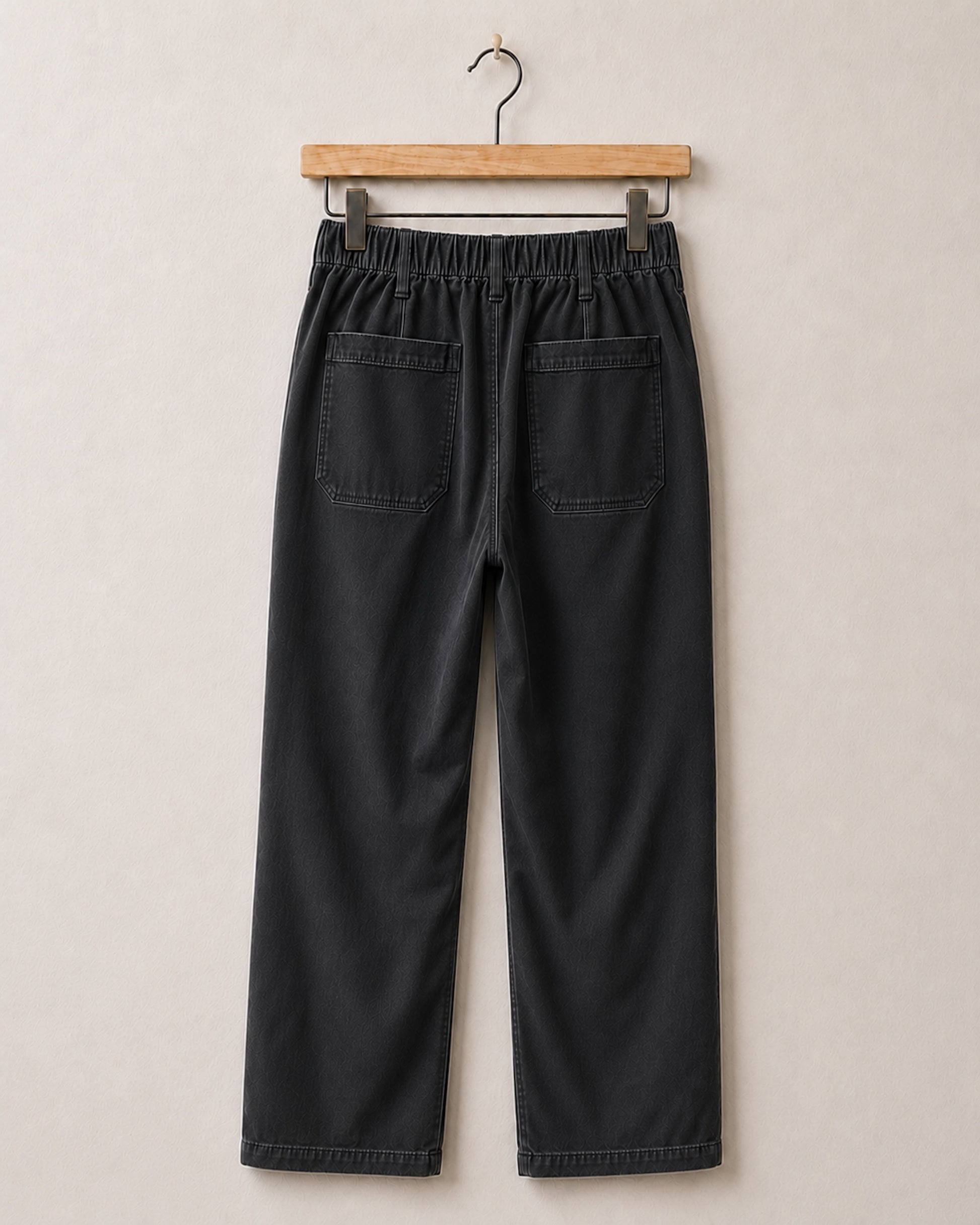 Easy Pants Cotton Canvas – Washed Black - Back View.