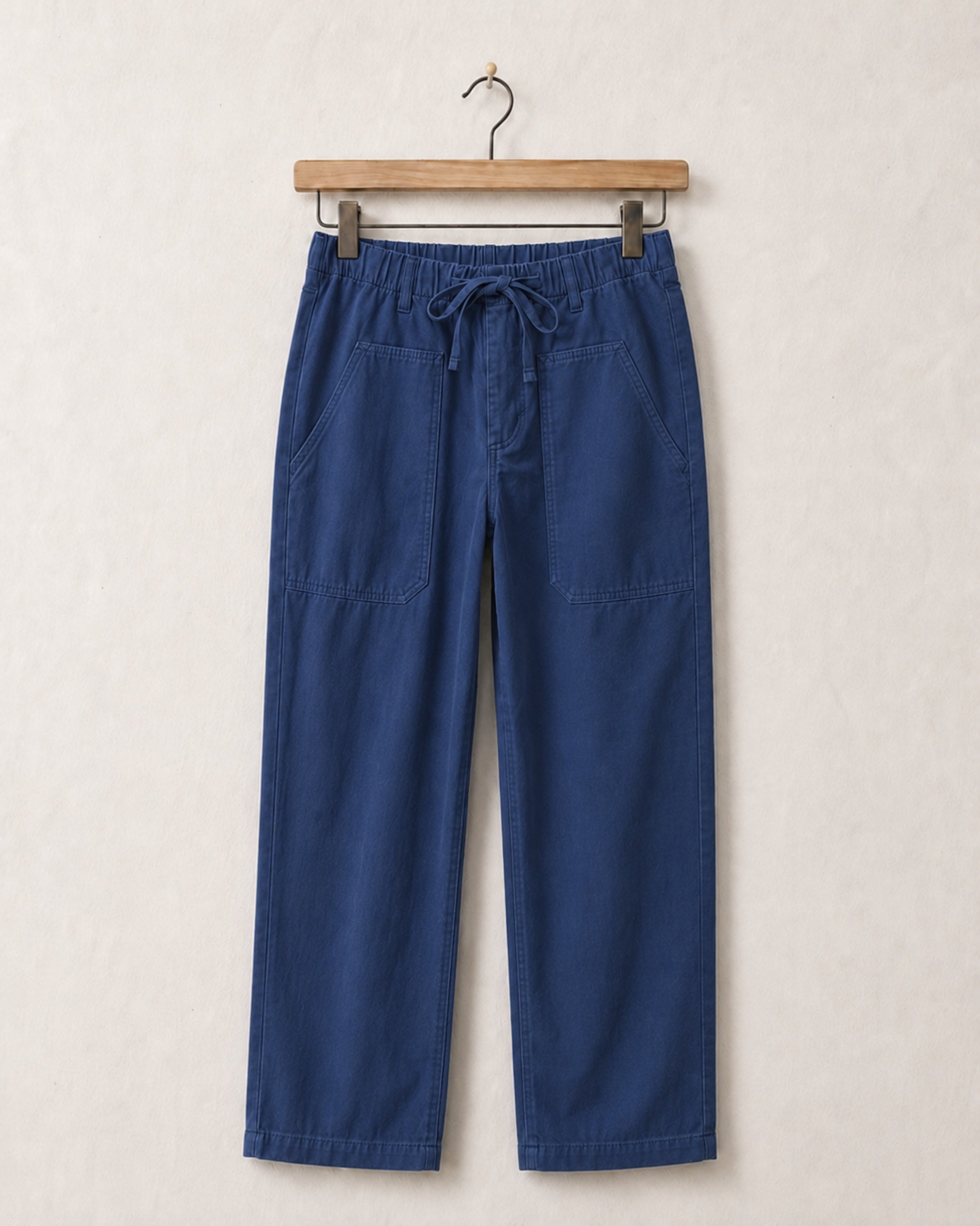 Easy Pants Cotton Canvas Washed Navy - Front View.