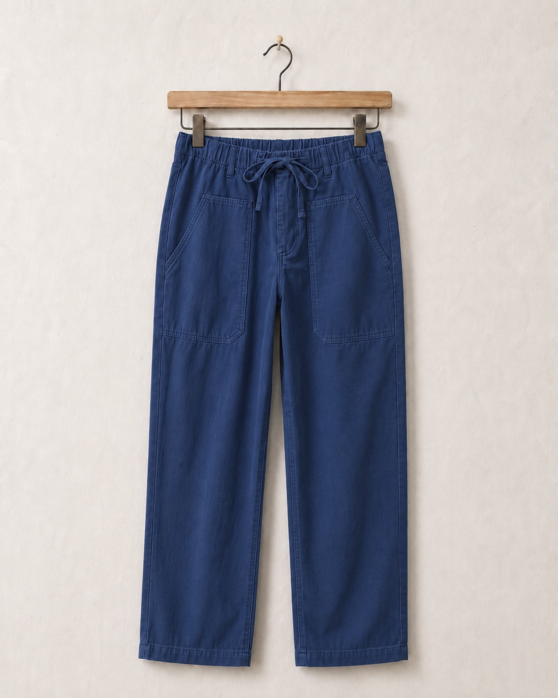 Easy Pants Cotton Canvas Washed Navy - Front View.