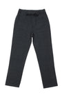 A pair of washed black cotton canvas easy pants with a straight-leg fit, elastic waist, drawstring, and belt loops.