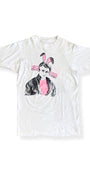 Front view of 1984 Echo + the Bunnymen James Dean tour T-shirt with bunny ears graphic.