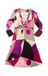 Emilio Pucci 1990s geometric print dress front pink plum cream long sleeve size 8.