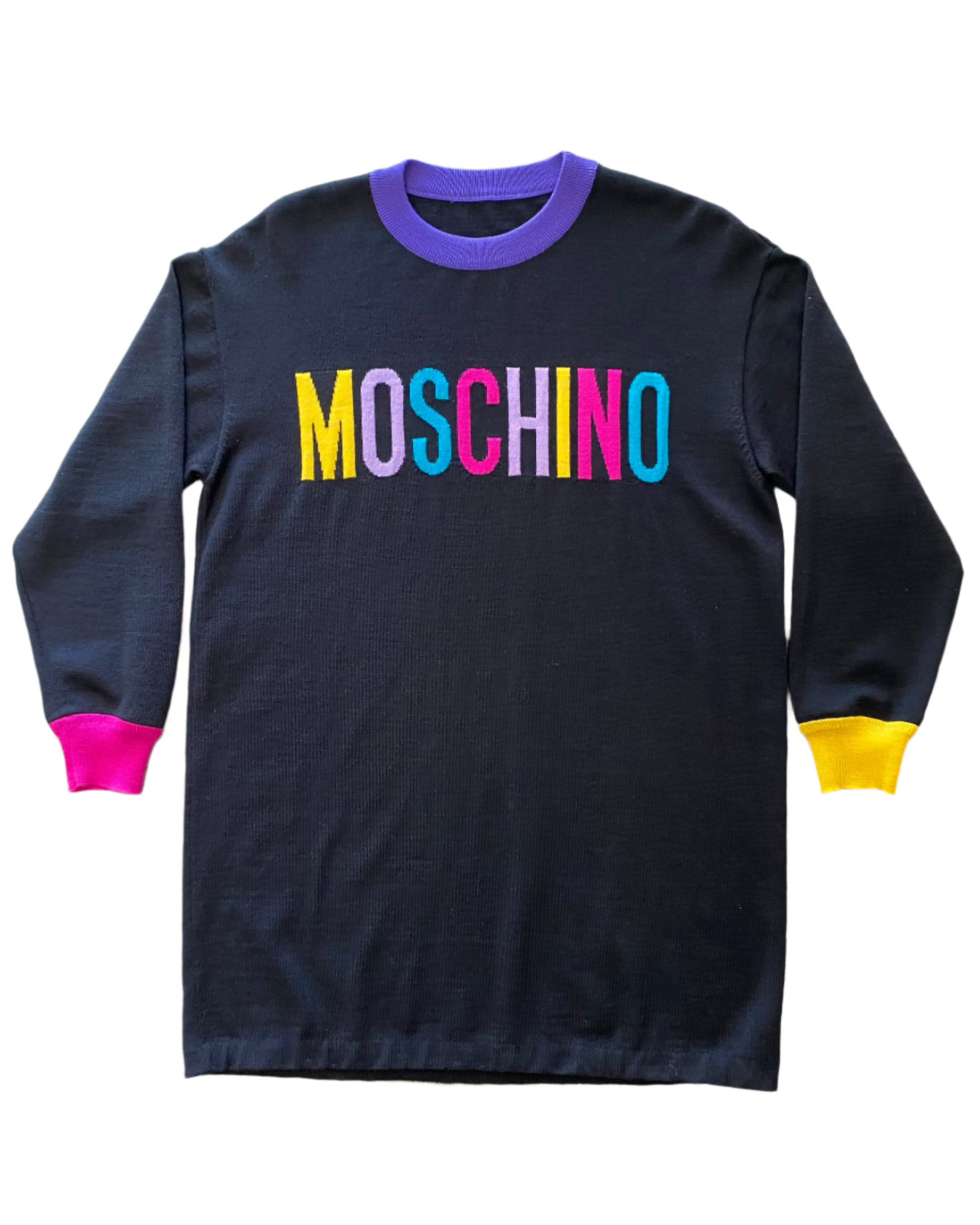 Moschino Black/Multi Colorblock Sweater.