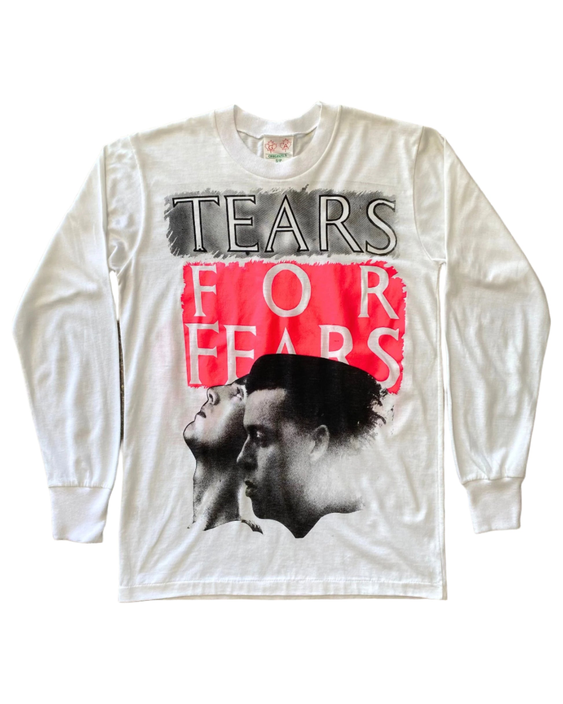 Tears for Fears White T-Shirt Sz SMALL 1980s.