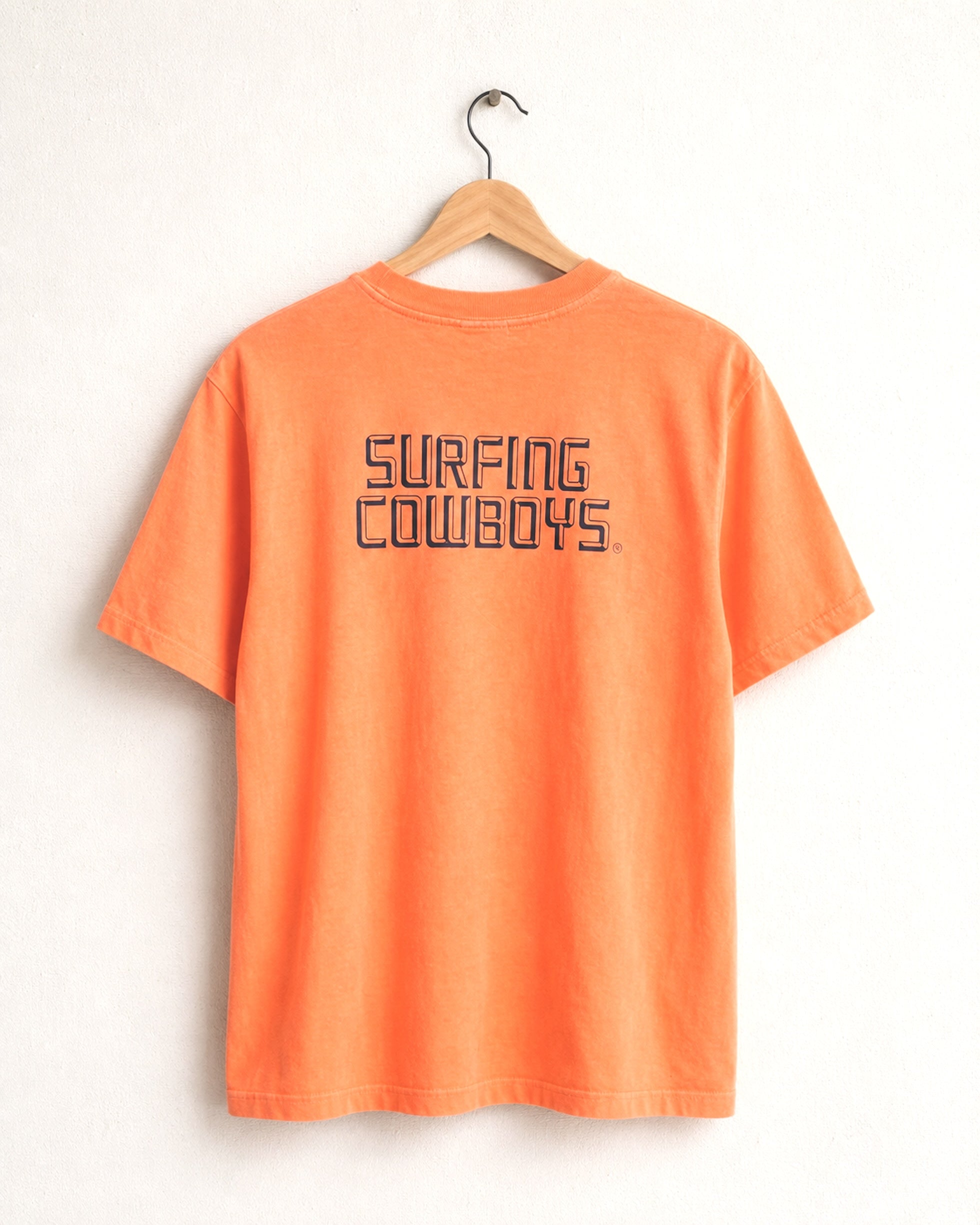 Surfing Cowboys Logo High Crew T-Shirt – Faded Orange
