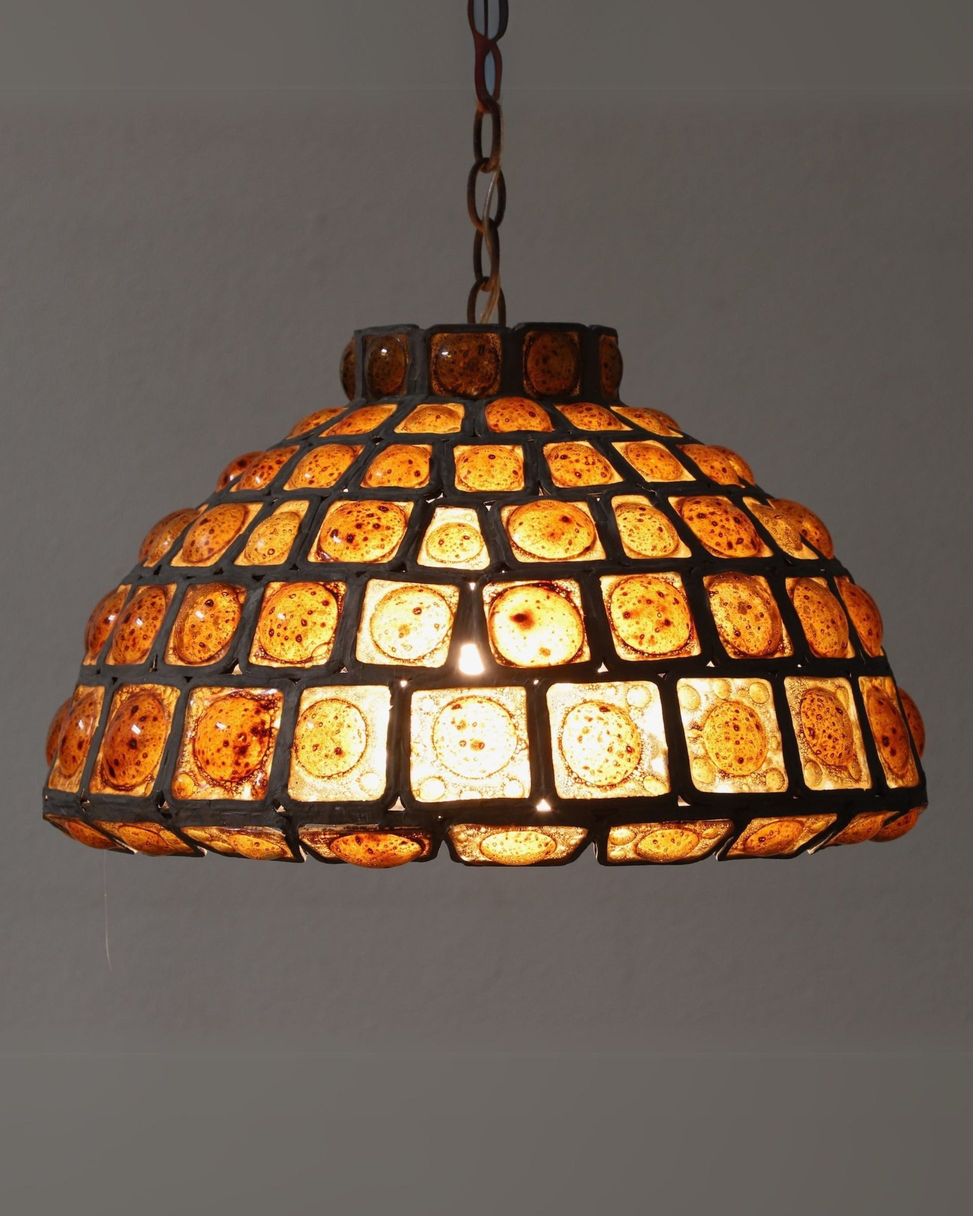 Felipe Derflingher Amber Glass Pendant Chandelier 1950s Mexico