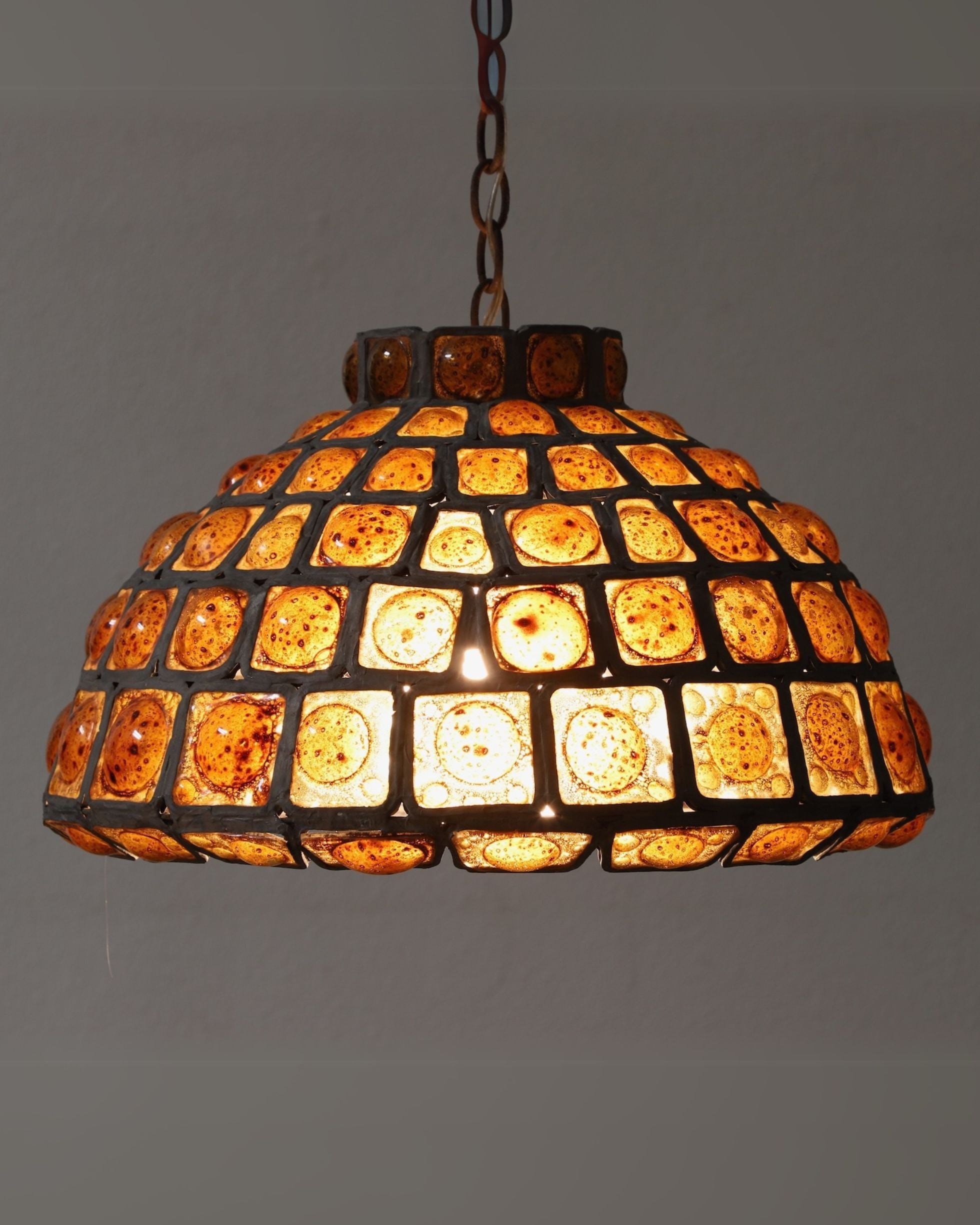 Filipe Derflinger Amber Glass Pendant Chandelier 1950s Mexico