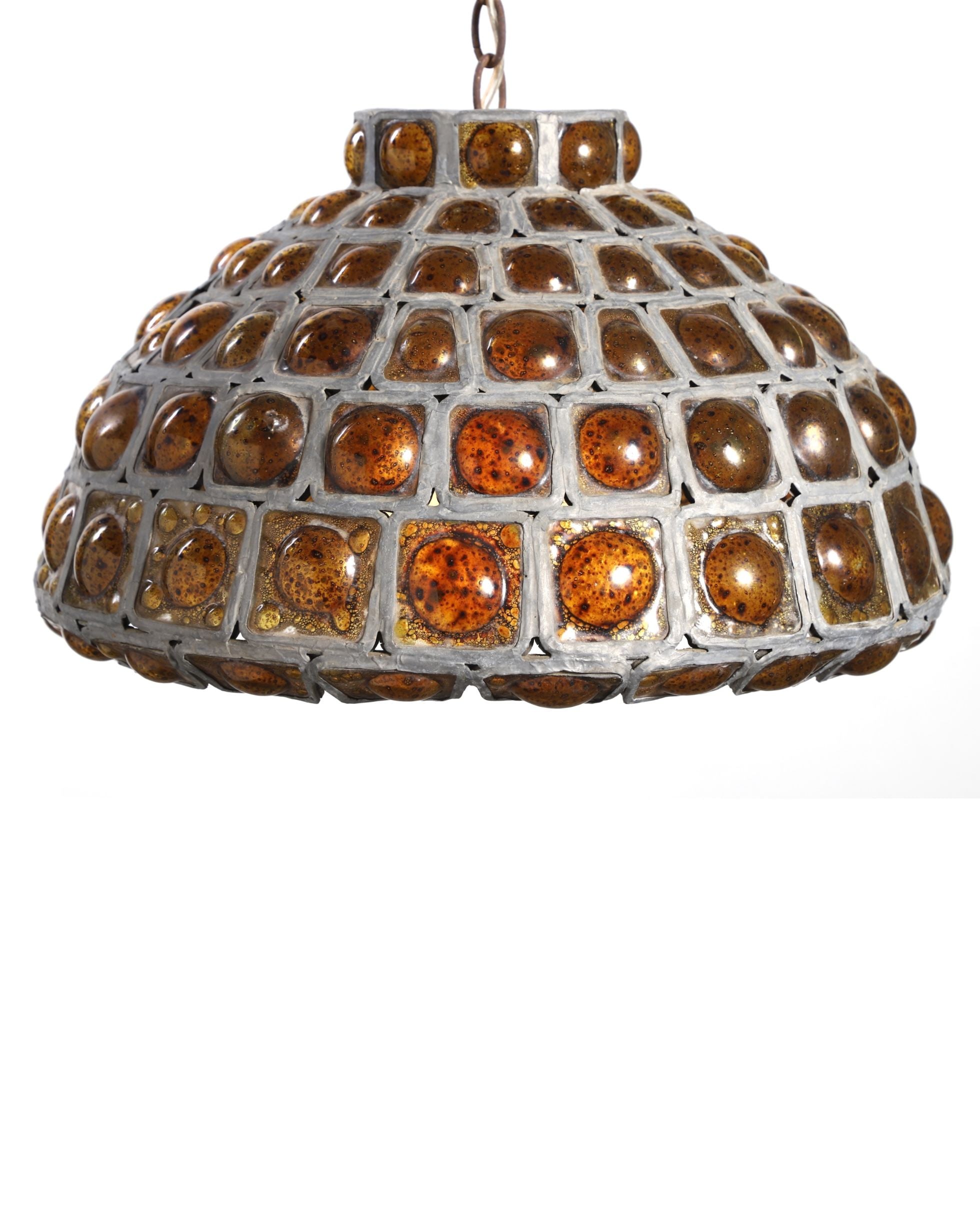 Filipe Derflinger Amber Glass Pendant Chandelier 1950s Mexico