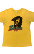 • Authentic vintage 1970s Frank Zappa graphic t-shirt in sun-faded yellow featuring a black stylized portrait and retro Zappa typography across the chest.