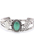 Fred Harvey Era Bracelet Oval Turquoise with Two Leaves on white background. 