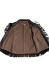 Brown Leather Fringe Jacket - open with black fringe on a white background