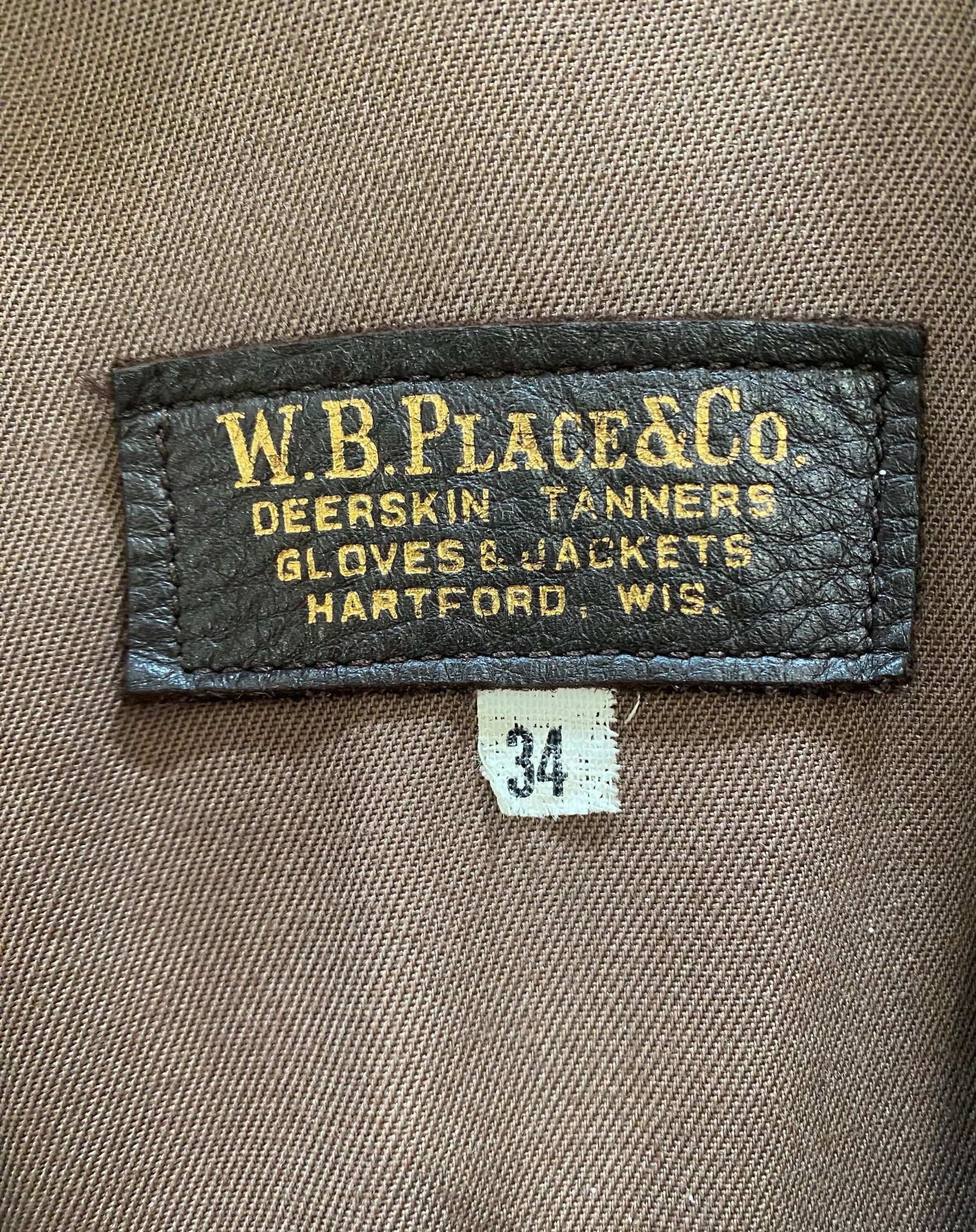 W.B. Place & Co label on a brown fabric background