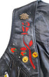 Fringe detail with metal H.O.G, Hearts, Texas charms and red floral embroidery.