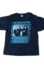  Front of vintage 1991 Tin Machine T-shirt with David Bowie and band in black and blue graphic.